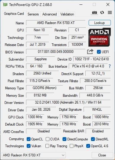 グラフィックボード・グラボ・ビデオカード RADEON RX 5700 XT SAPPHIRE NITRO+