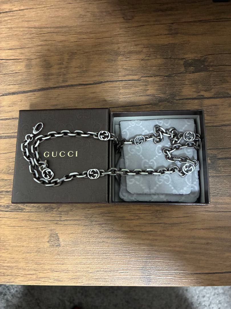 GUCCI インターロッキング　ネックレス　燻加工　定価11万超