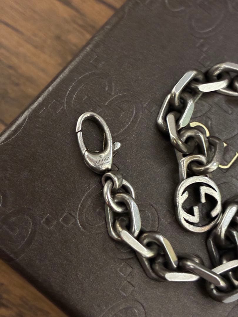 GUCCI インターロッキング　ネックレス　燻加工　定価11万超