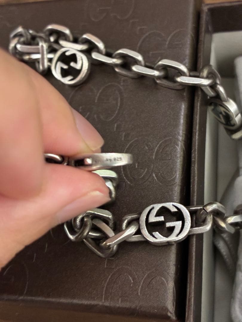 GUCCI インターロッキング　ネックレス　燻加工　定価11万超