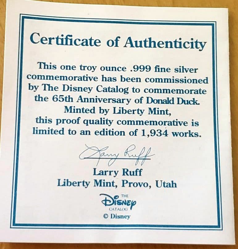 ドナルド・ダック　65周年記念シルバー　限定　新品未使用