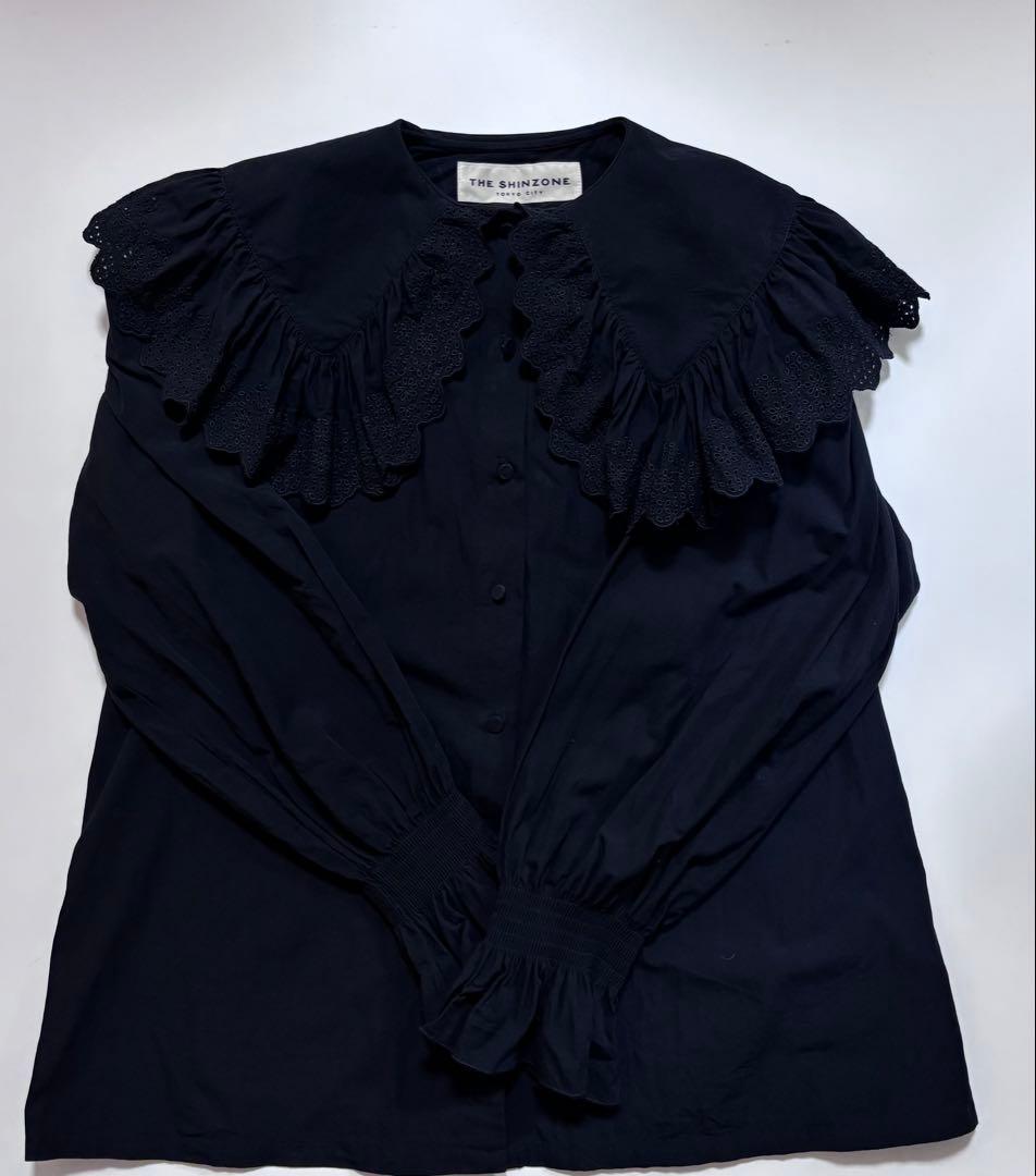 LACE COLLAR BLOUSE shinzone ブラック シンゾーン