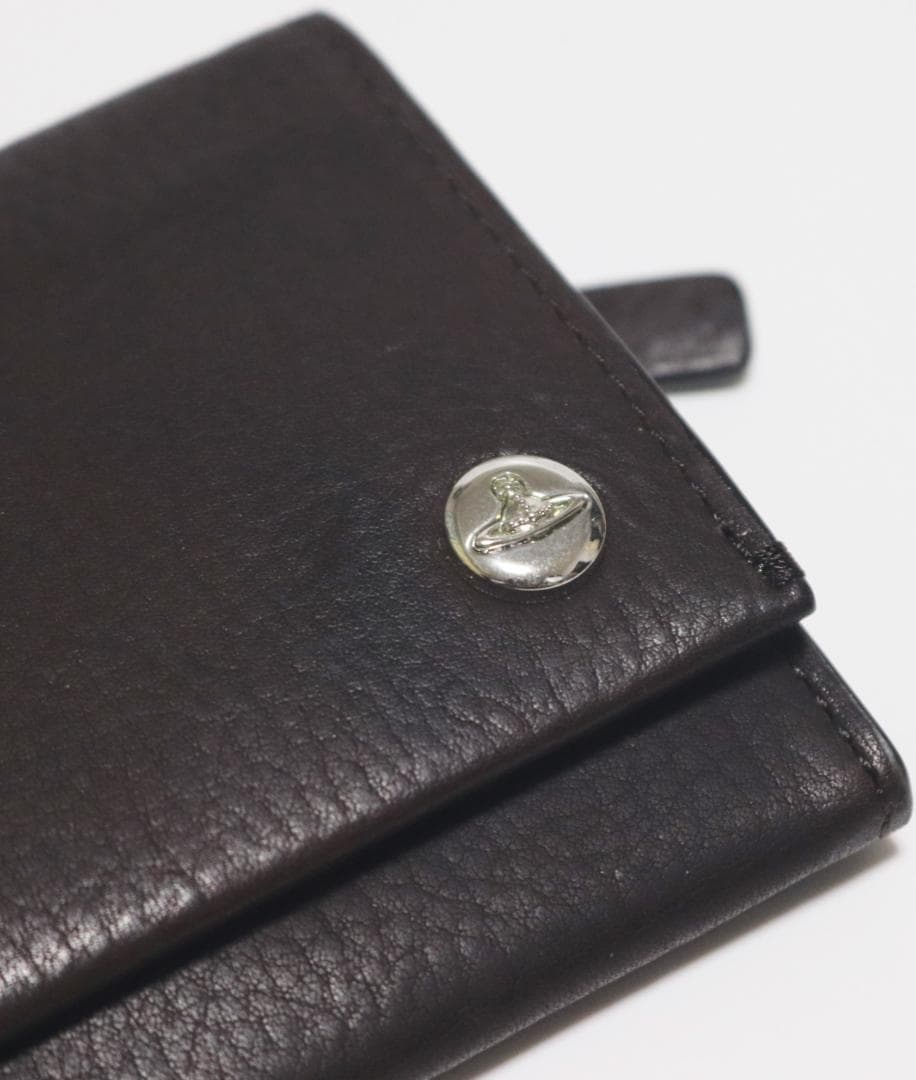 新品箱付き【ヴィヴィアンウエストウッド】ワックスドレザー フラップ長財布 濃茶