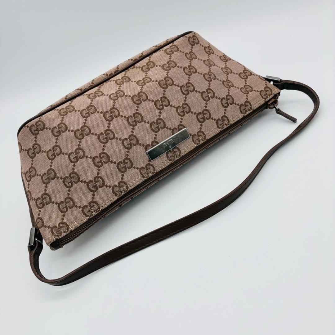 グッチ アクセサリーポーチ GG柄 キャンバス ブラウン系 ピンクブラウン