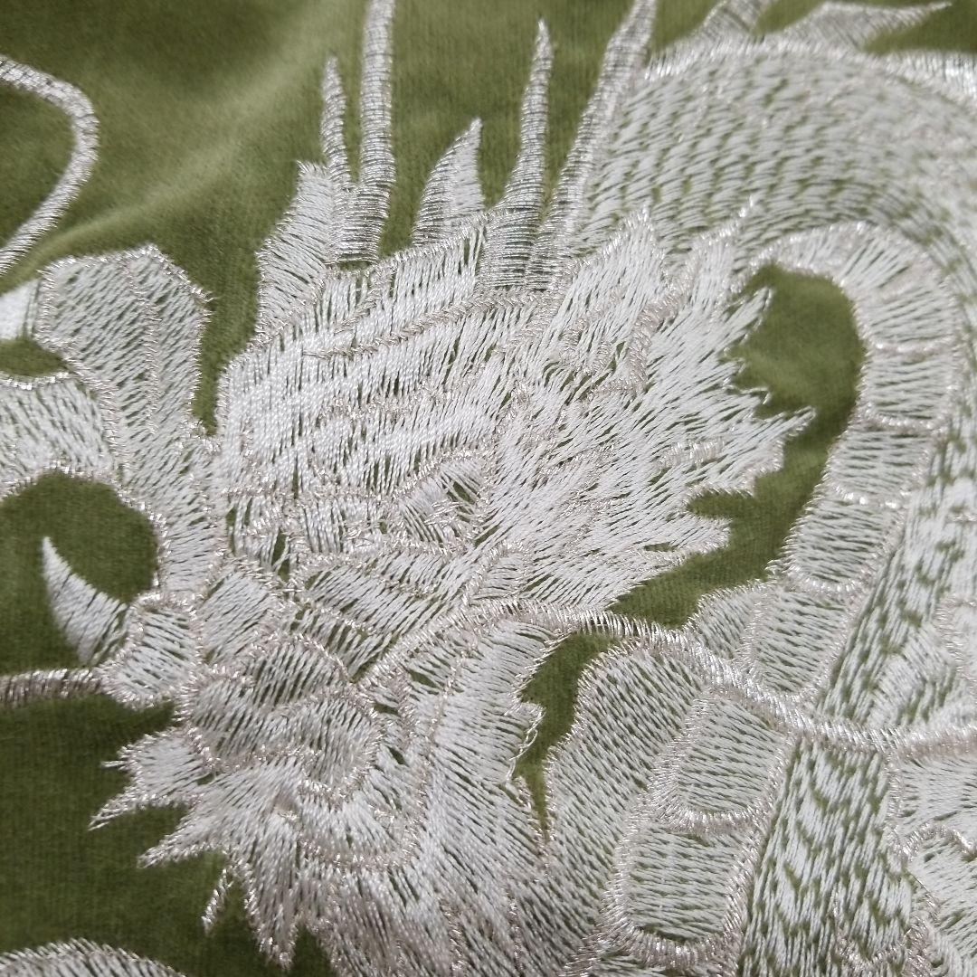 LLサイズ スカジャン 白龍 別珍 ベロア Hoshihime 白竜 カーキ色