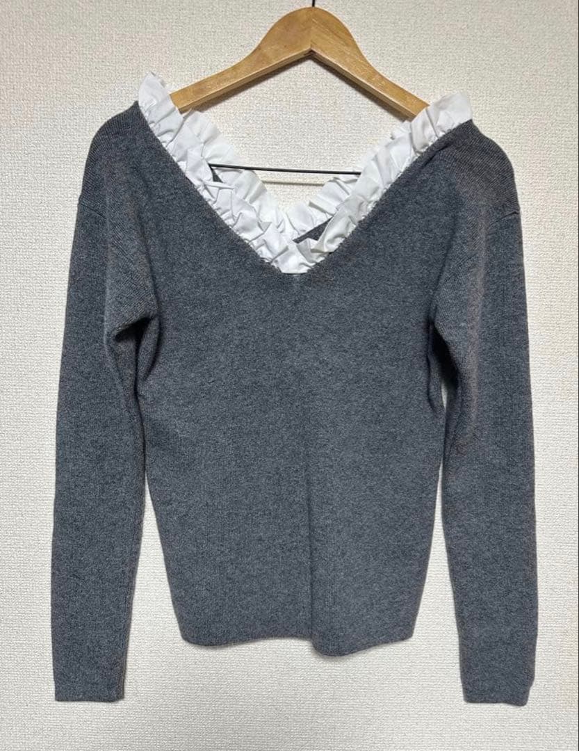 トップス CLANE 2WAY FRILL V NECK KNIT TOPS