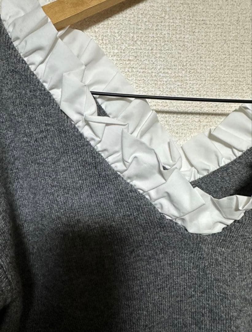 トップス CLANE 2WAY FRILL V NECK KNIT TOPS