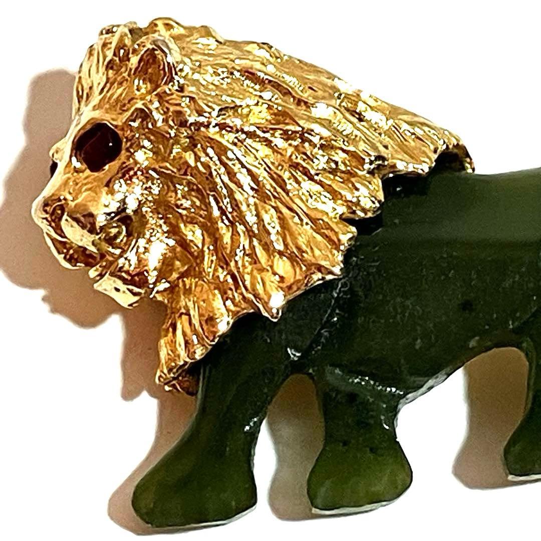 V*e様 SWOBODA スワボダ　ヴィンテージ　ライオン　翡翠　ブローチ