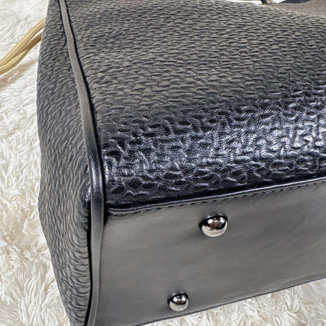 VERSACE ヴェルサーチ トートバッグ メデューサ 巾着 レザー A4 黒