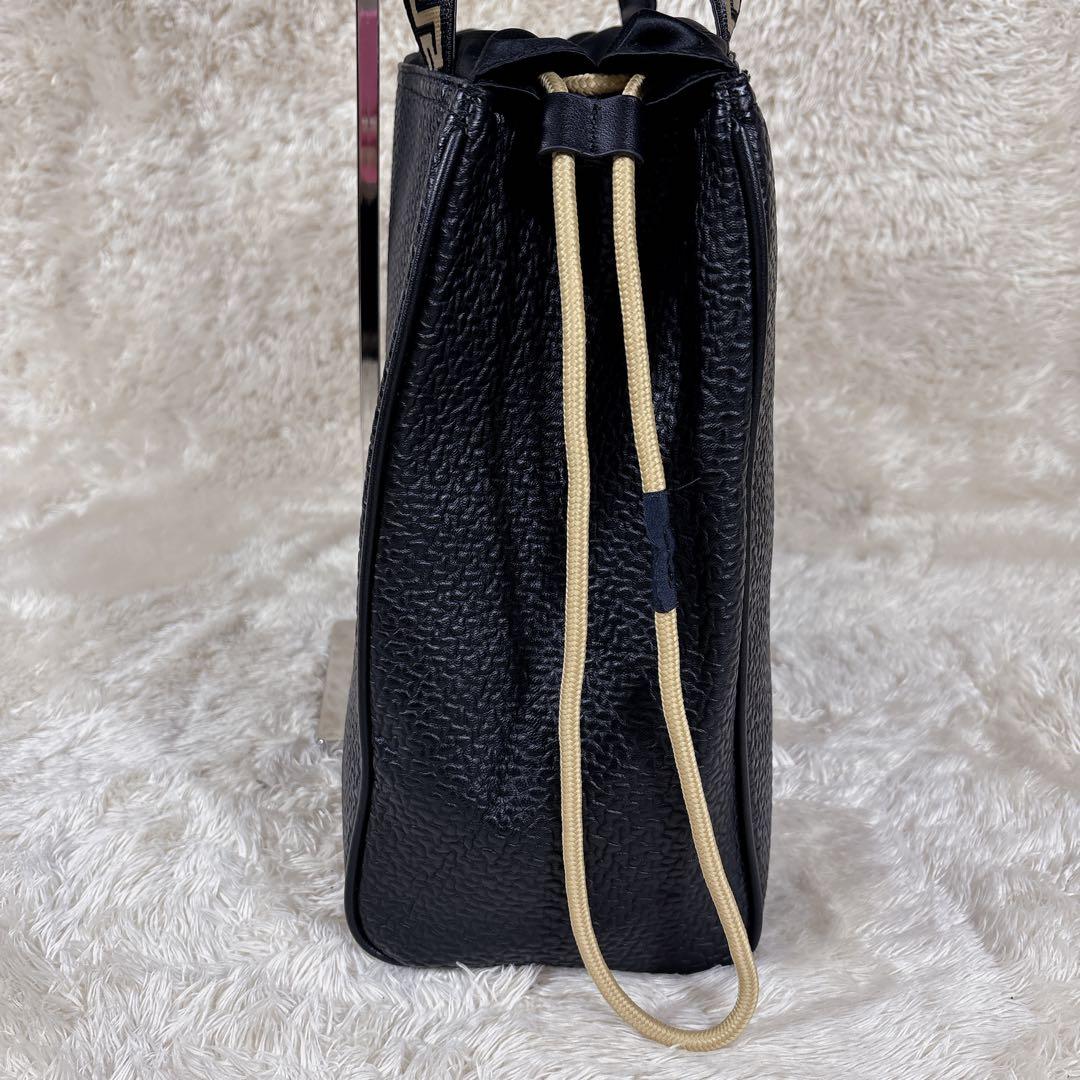 VERSACE ヴェルサーチ トートバッグ メデューサ 巾着 レザー A4 黒