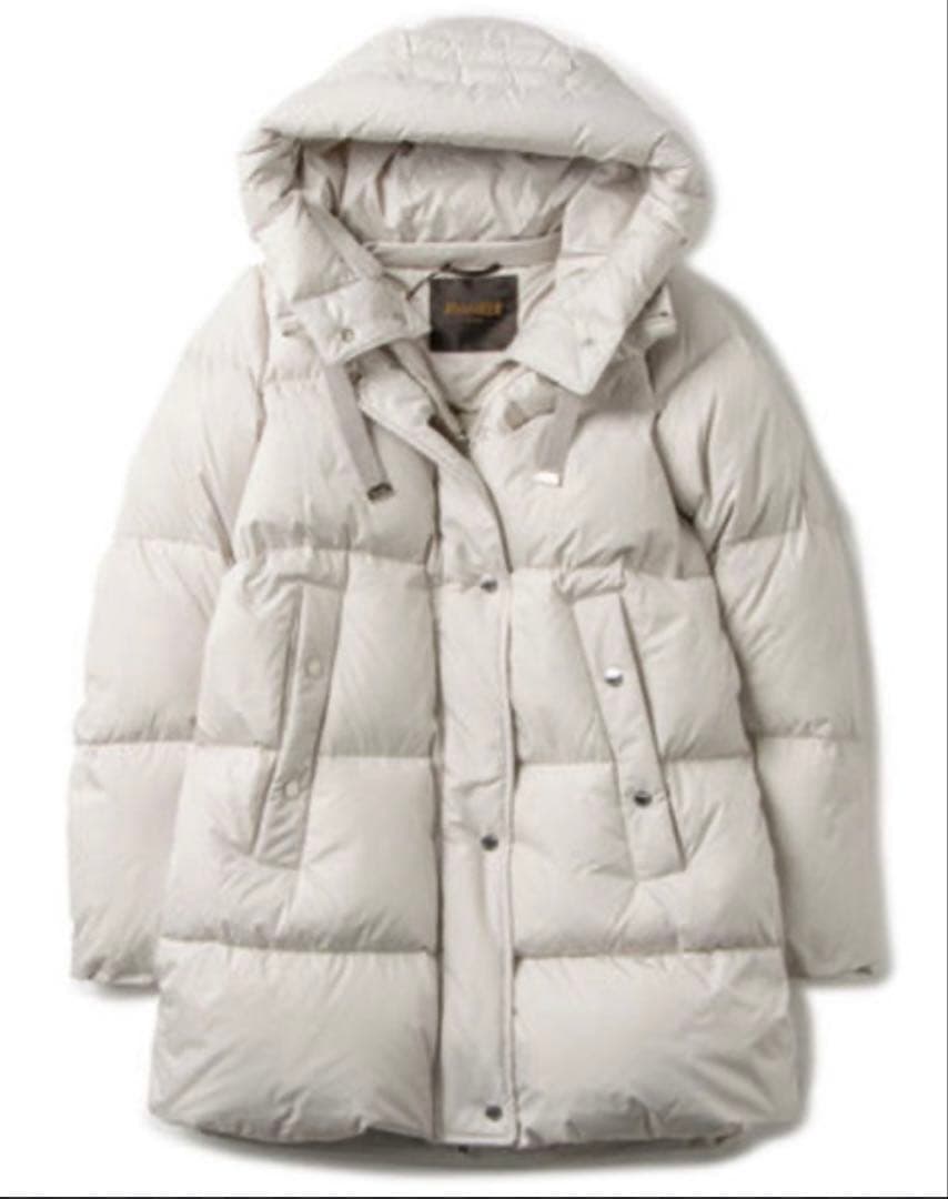 【美品】MOORER NAIROBI-PXフーデッドダウンコート38ライトグレー