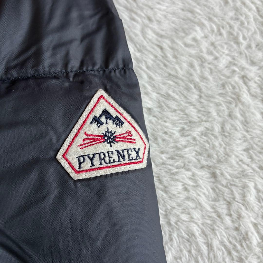 美品 ピレネックス カンヌ ノーカラーダウンジャケット 38 濃紺