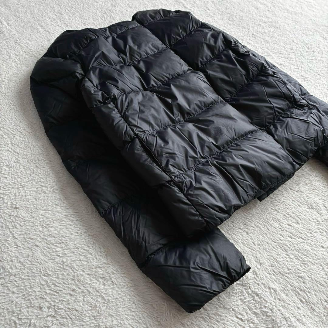 美品 ピレネックス カンヌ ノーカラーダウンジャケット 38 濃紺