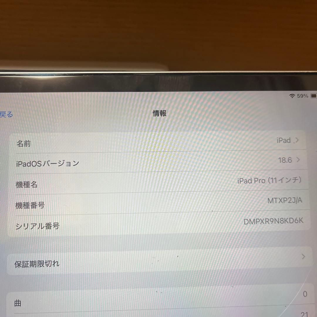 iPad Pro 11 (2018)第一世代 64GB画面にヒビあり。完動作品