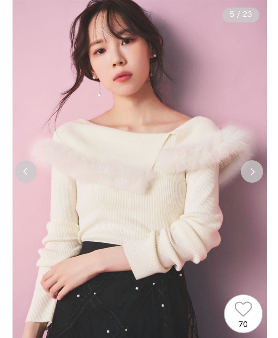 セルフォード ファートリムカラーニットプルオーバー オフショルCELFORD