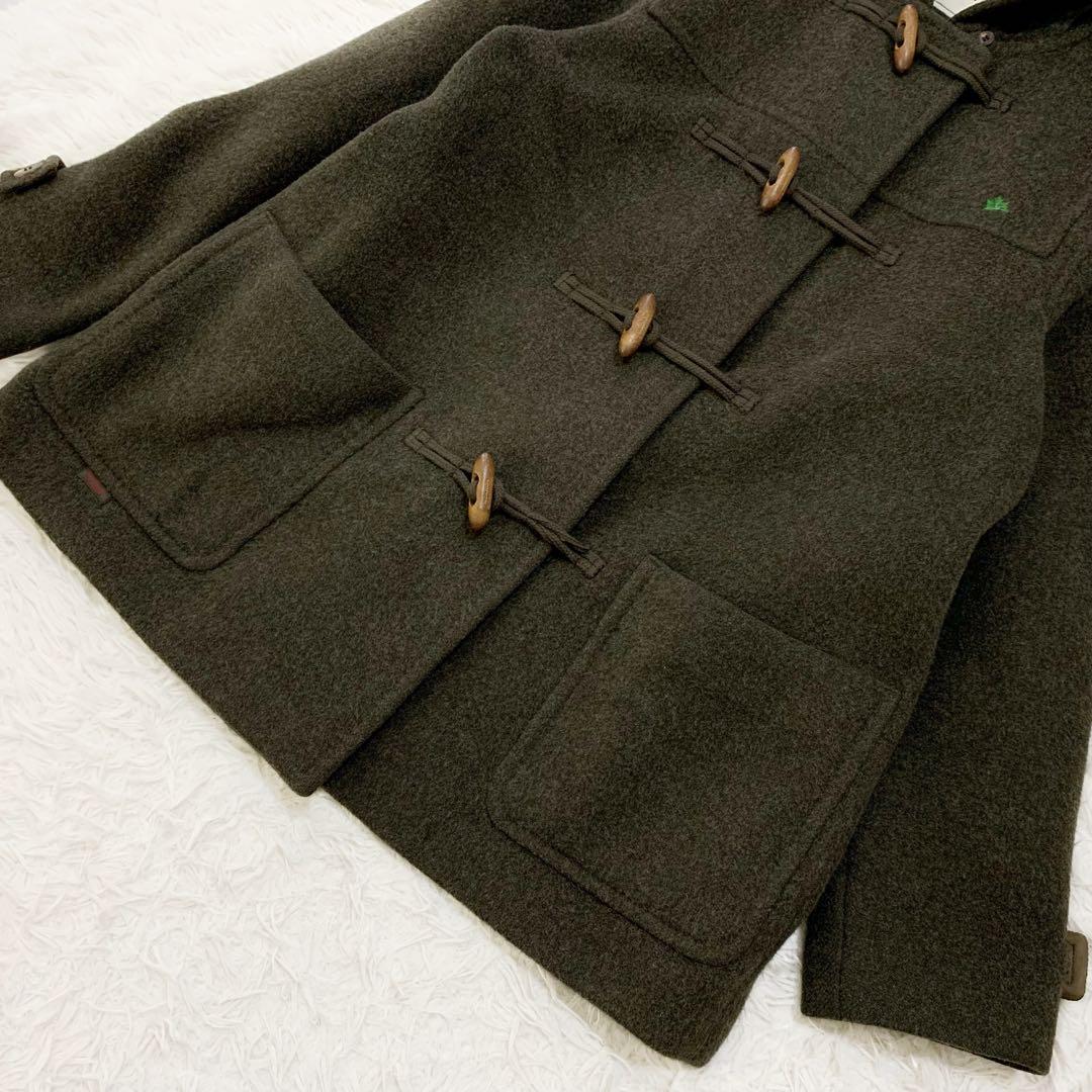 マドモアゼル ノンノン ウール カシミヤ ダッフルコート フーディ チェック