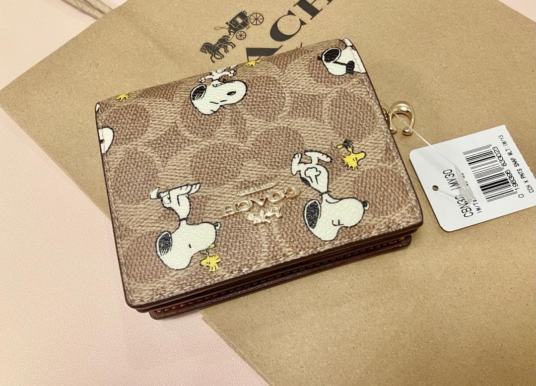 新品 【COACH X PEANUTS】スナップ ウォレット スヌーピー