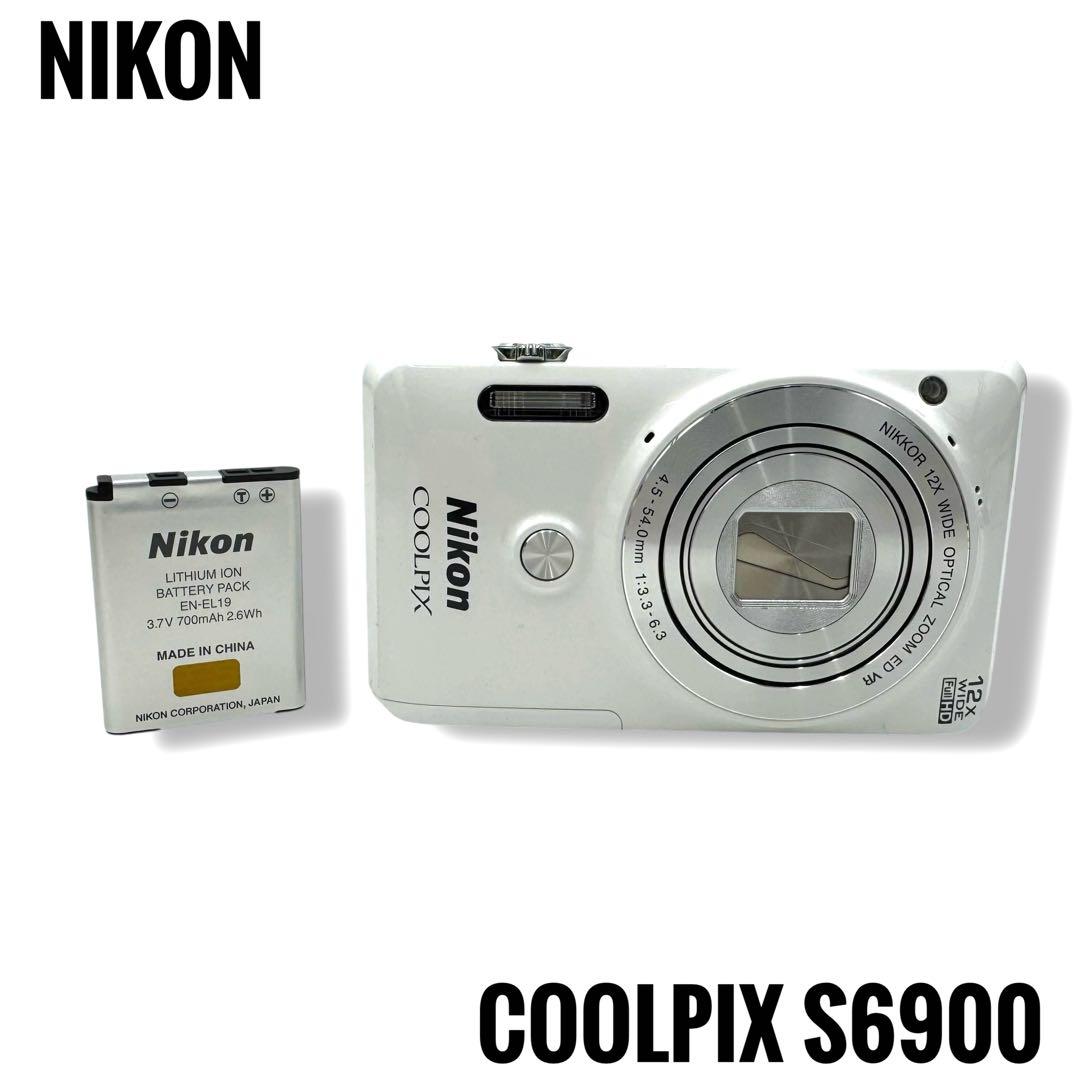 動作良好 ニコン NIKON Coolpix S6900 コンデジ ホワイト