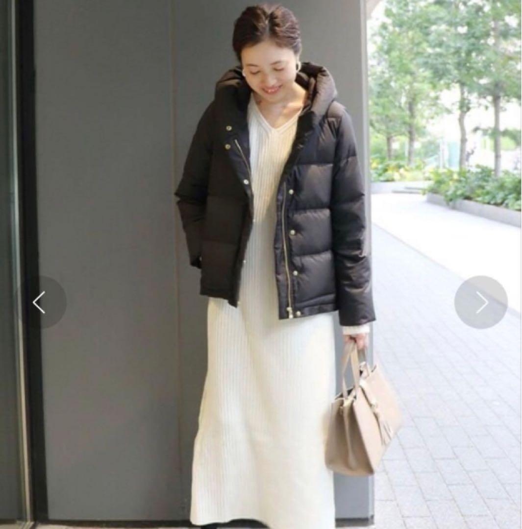 美品　スローブイエナ　ショールフードショートダウンコート　ブラック　36