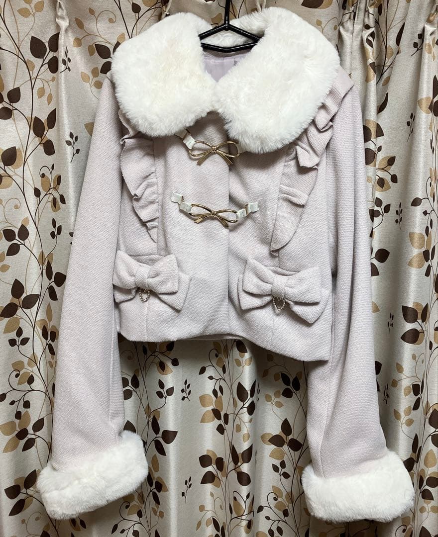 NOEMIE（ノエミー）♡ふわふわファー襟付きショートコート ピンク 量産型