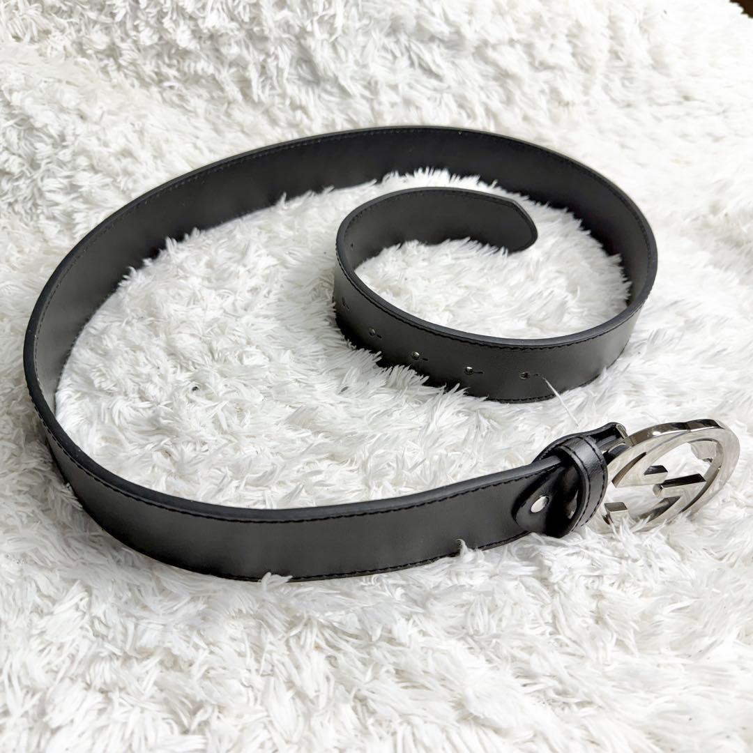 【極美品】GUCCI ベルト インターロッキング GG デカロゴ シルバー 黒