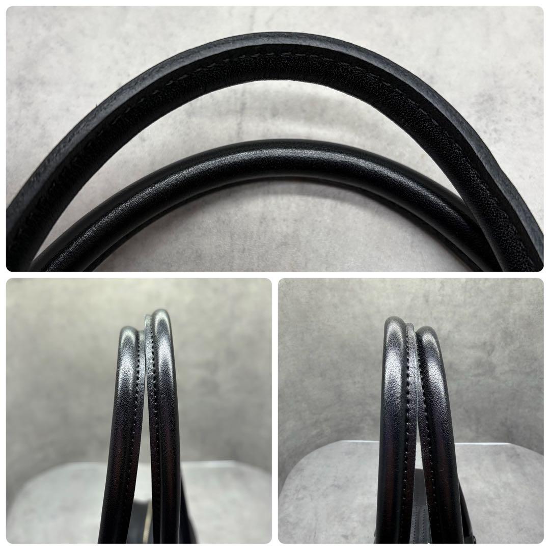 中川政七商店 上質レザー ハンドバッグ ミニボストン 黒 日本製