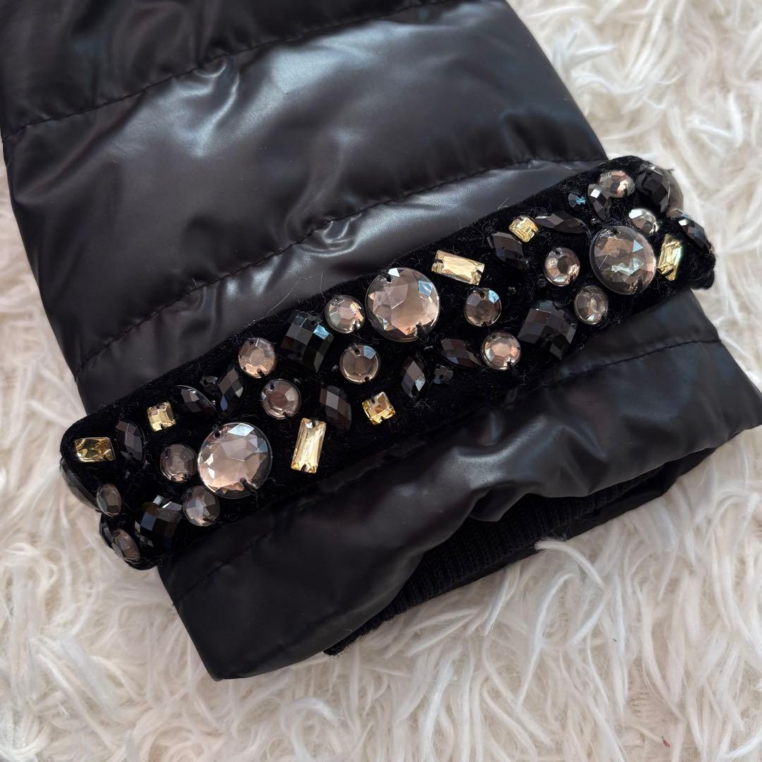 Super Beauty ロングダウンコート　ビジュー　ブラック　42