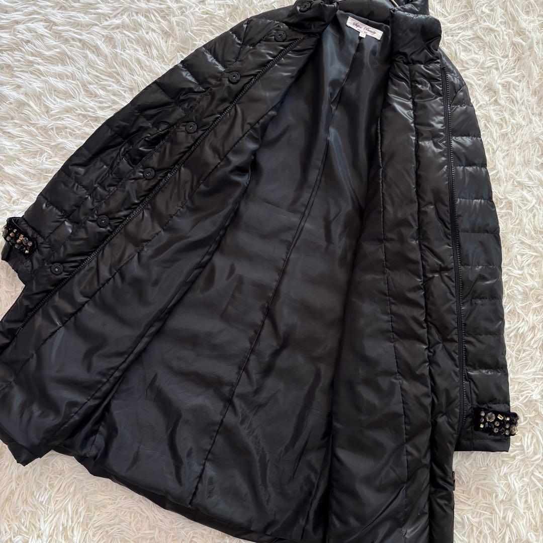 Super Beauty ロングダウンコート　ビジュー　ブラック　42