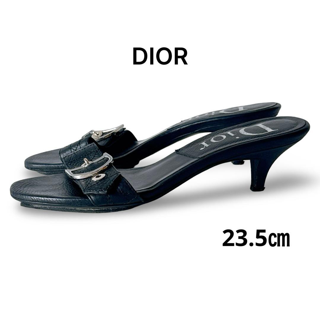 Dior クリスチャン・ディオール ロゴ レザー ミュール サンダル ブラック