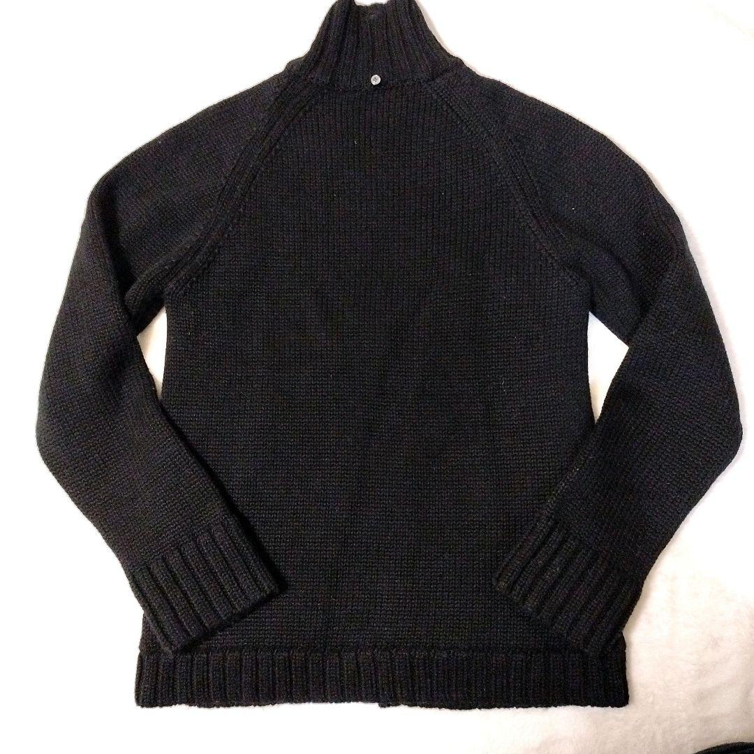 【美品】バーバリー　ニットジャケット　ジップアップ　羊毛　ノバチェック　黒