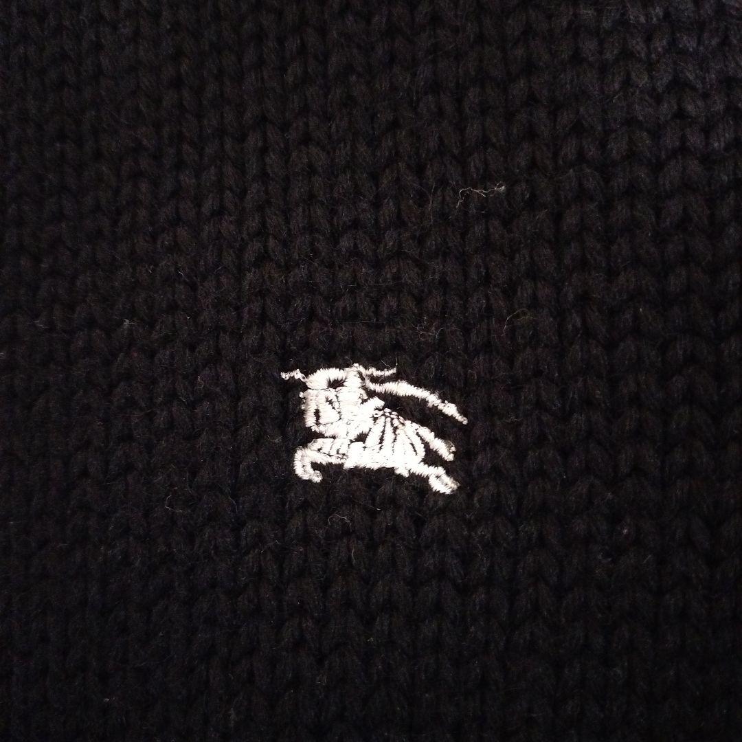 【美品】バーバリー　ニットジャケット　ジップアップ　羊毛　ノバチェック　黒