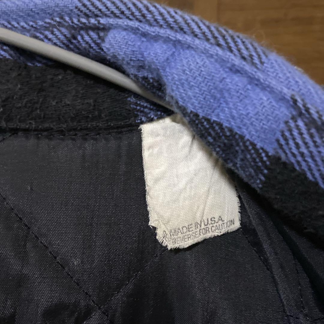 90s five brother 青黒 キルティング ネルシャツ L USA製