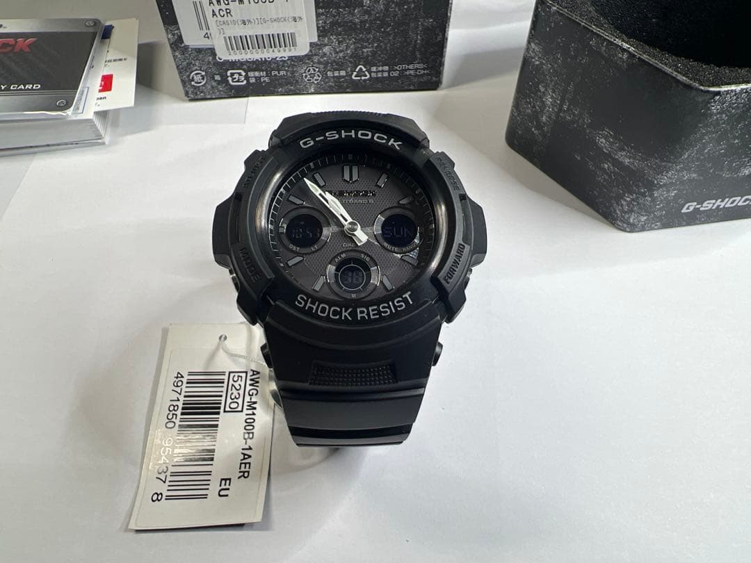 【箱付美品】CASIO G-SHOCK AWG-M100B-1ACR ソーラー