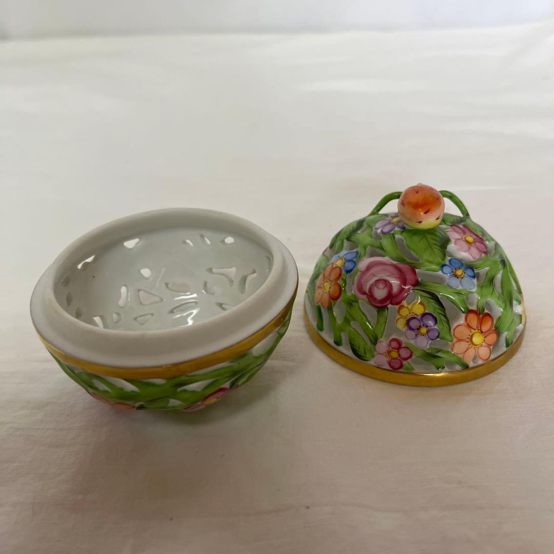 Herend ヘレンド ボンボニエール 小物入れ 陶器 透かし