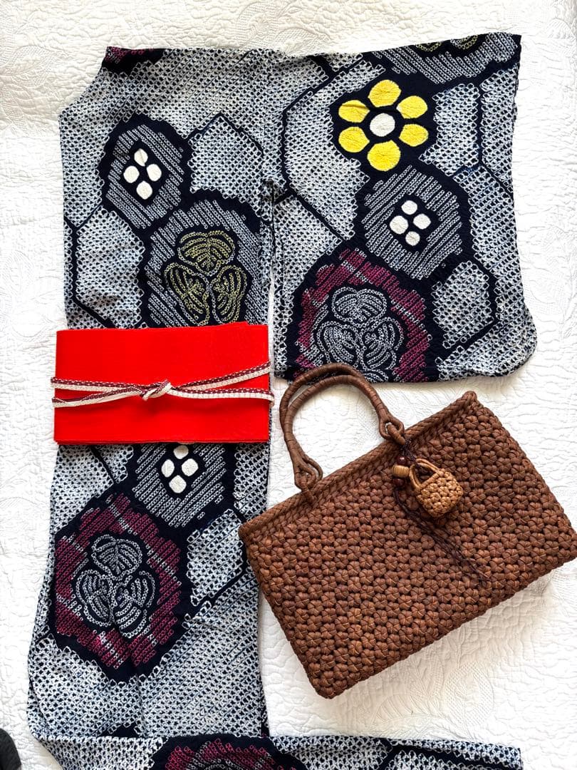 粋な大人の高級浴衣◆有松絞り 素晴らしい吉祥花文