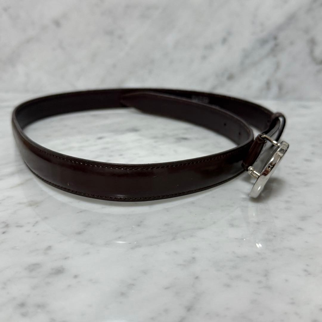 GUCCI グッチ ベルト 細ベルト 本革 レザー ブラウン GG 銀 シルバー