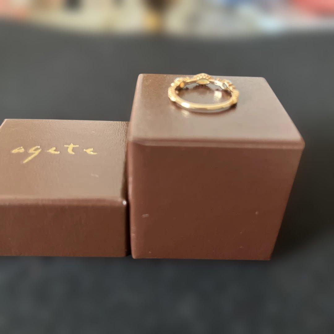 agete オパールダイヤリング K10 サイズ9号