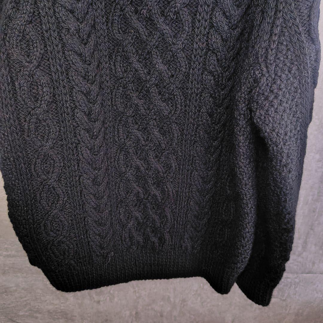 極美品 インバーアラン 1A ウール クルーネック アラン ニット ブラック