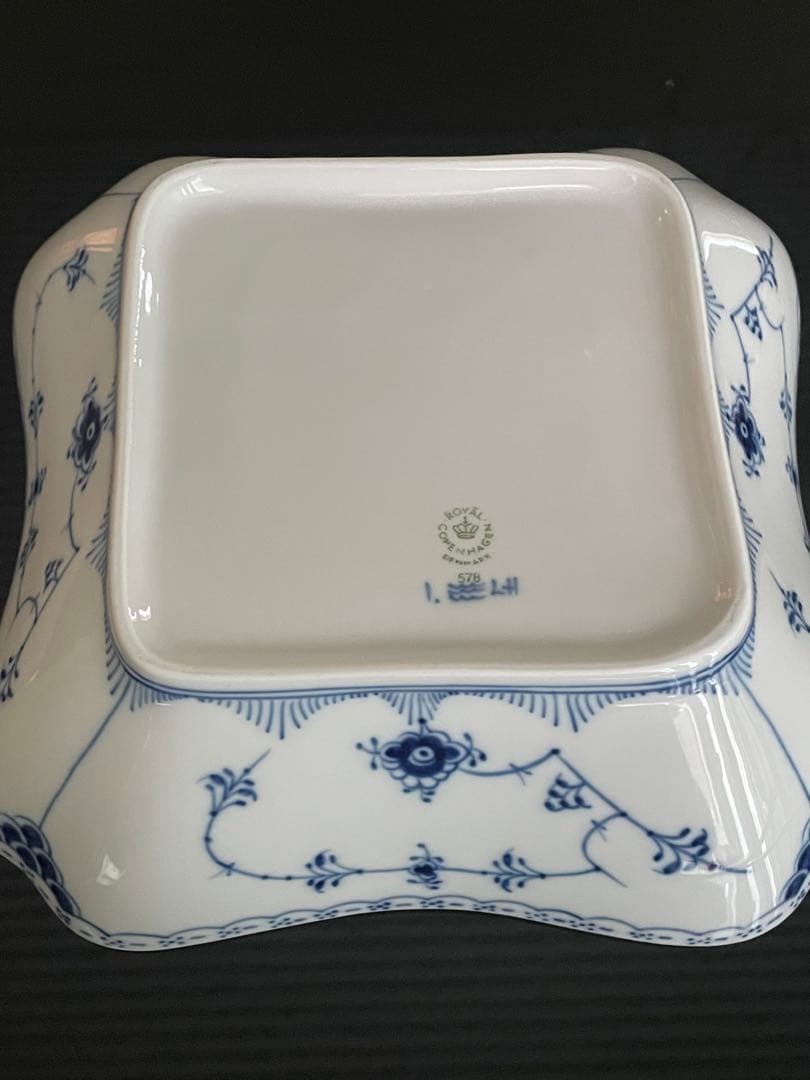 ロイヤルコペンハーゲン ブルーフルーテッド ハーフレース スクエア ボウル