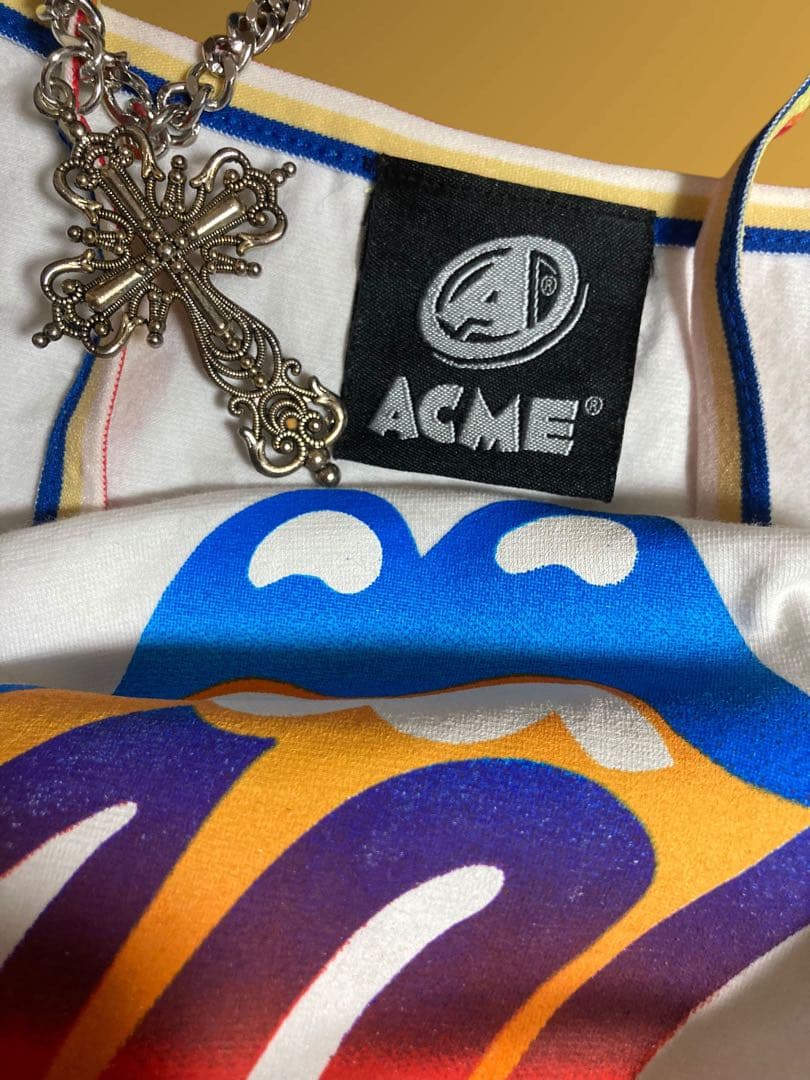 y2kローリングストーンズ虹キャミピチTバンTフェアリーグランジパンクロック古着