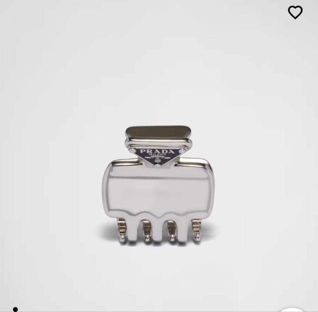 【美品】PRADA プラダ ヘアクリップ ブラック ロゴ 高級 ブランド