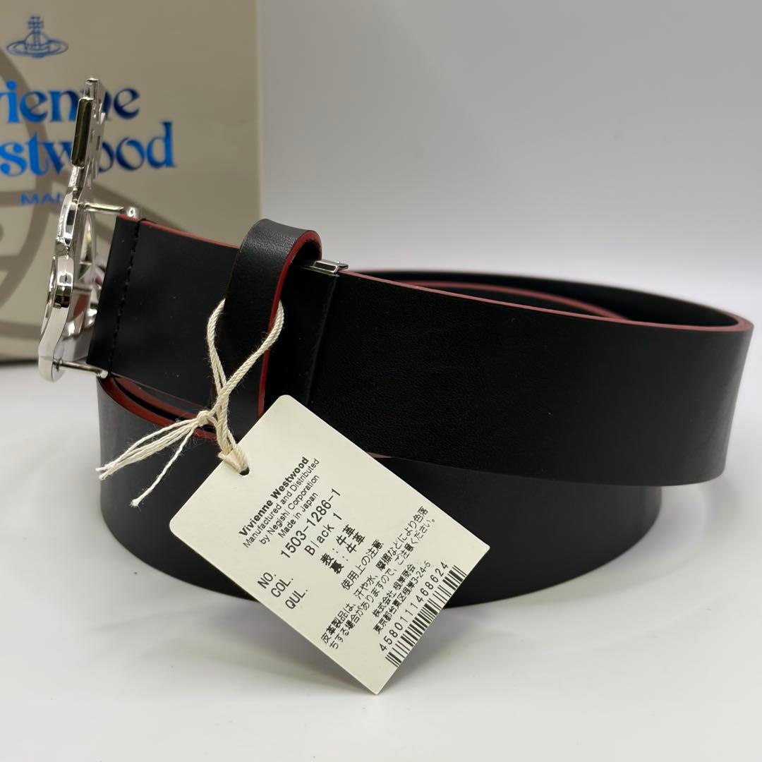 【未使用】Vivienne Westwood☆レザー ベルト 黒/赤