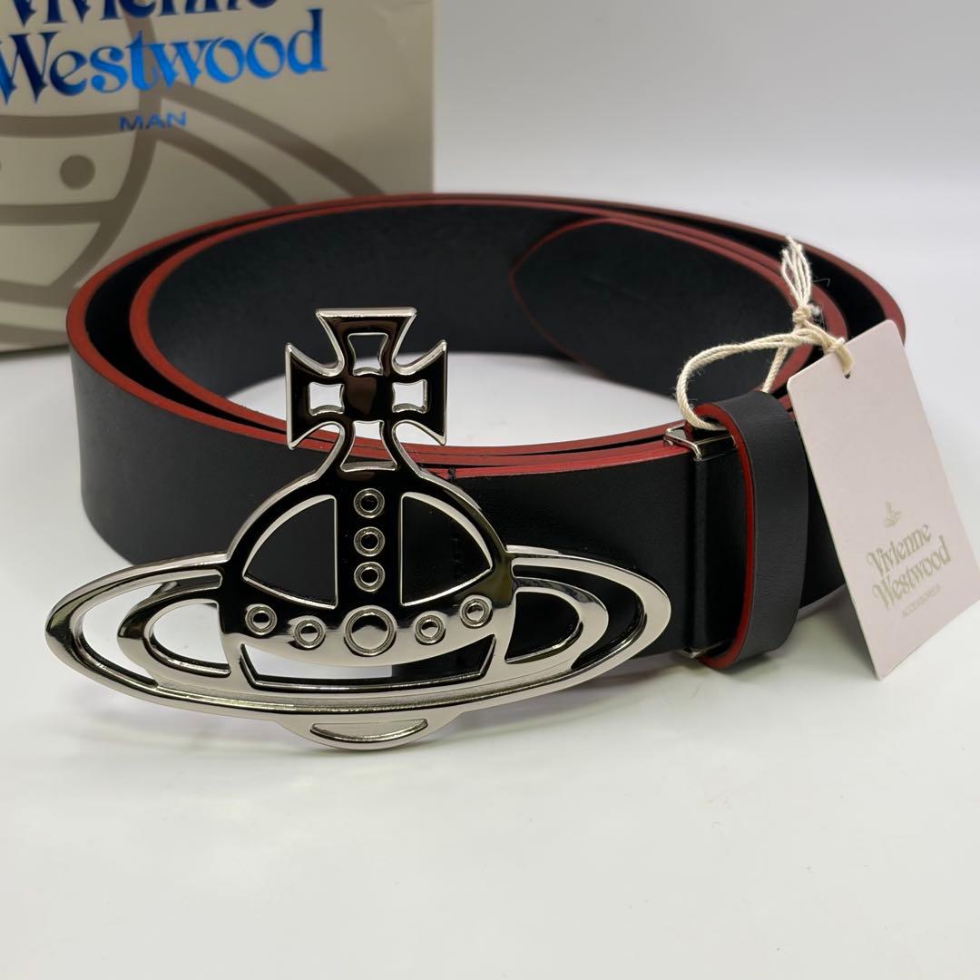 【未使用】Vivienne Westwood☆レザー ベルト 黒/赤