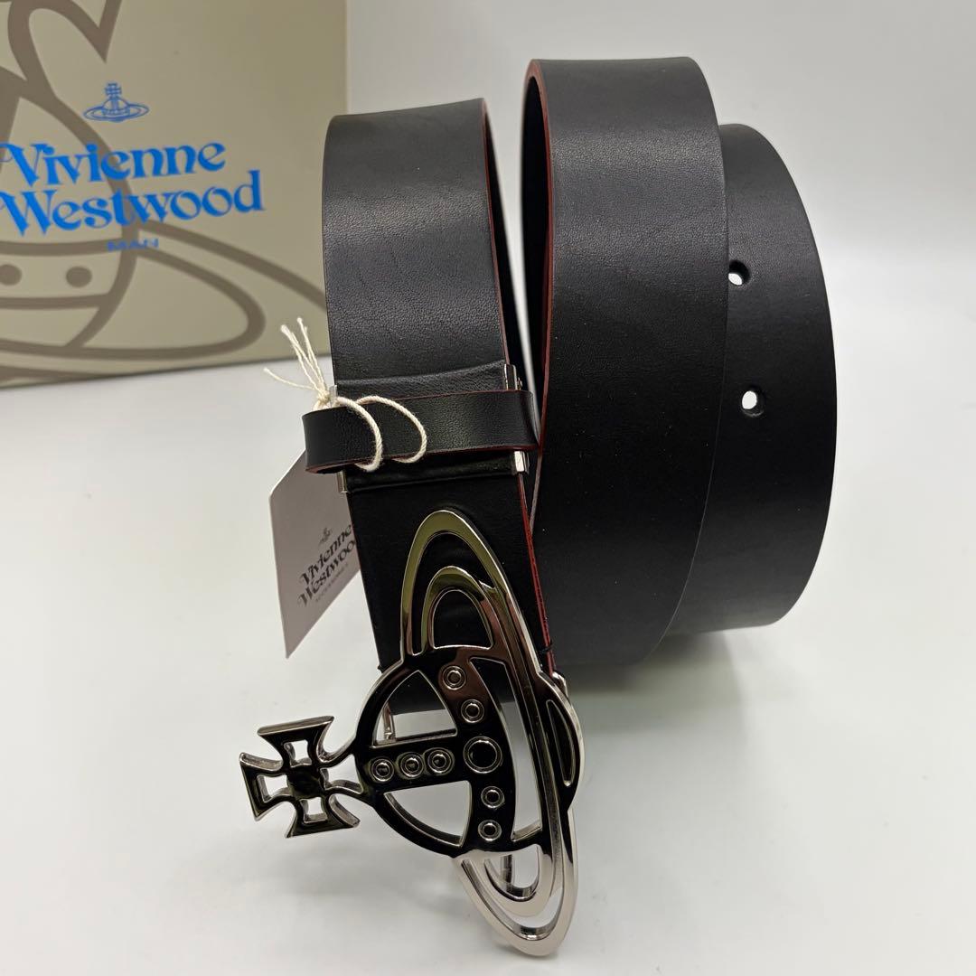 【未使用】Vivienne Westwood☆レザー ベルト 黒/赤