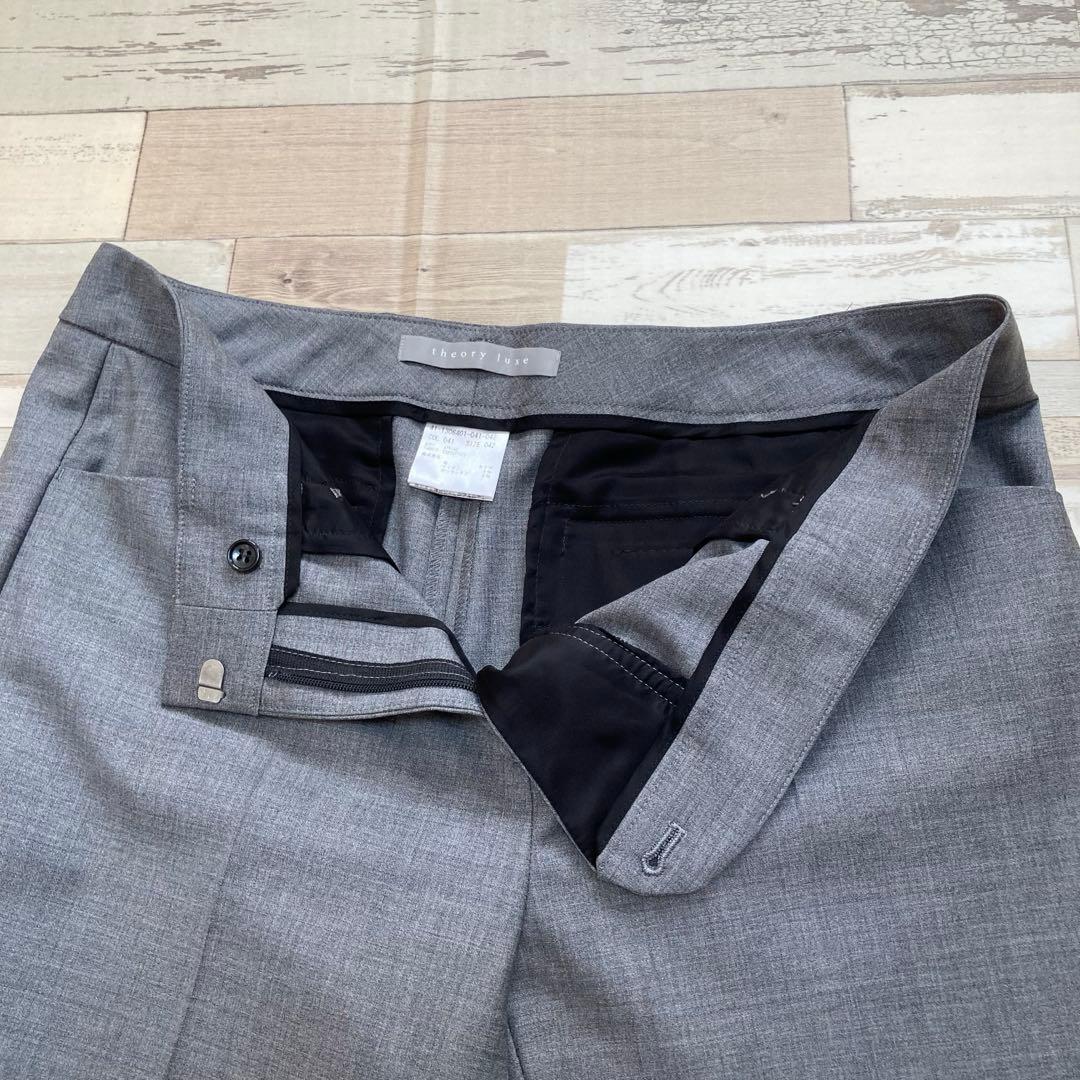 【美品】theory luxe ノーカラーパンツスーツ上下大きいサイズ40〜42