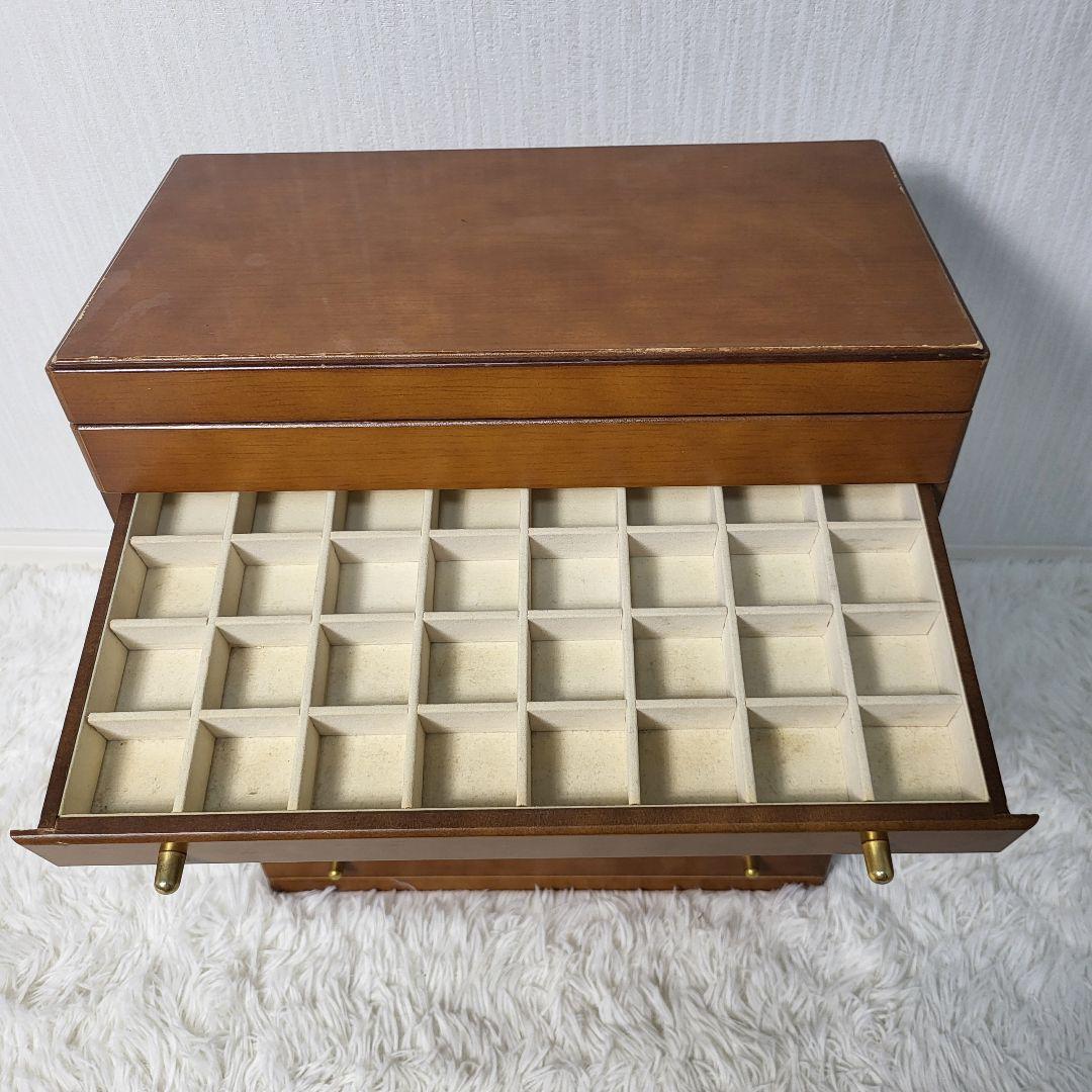 【希少】レトロ ヴィンテージ 9段ジュエリーボックス ミラー付き