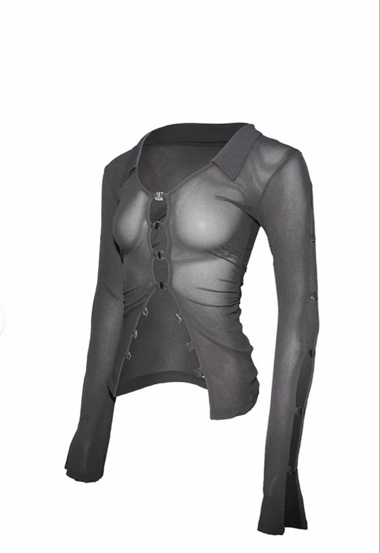 THEREDTHREAD レッドスレッド sheer hook tops グレー