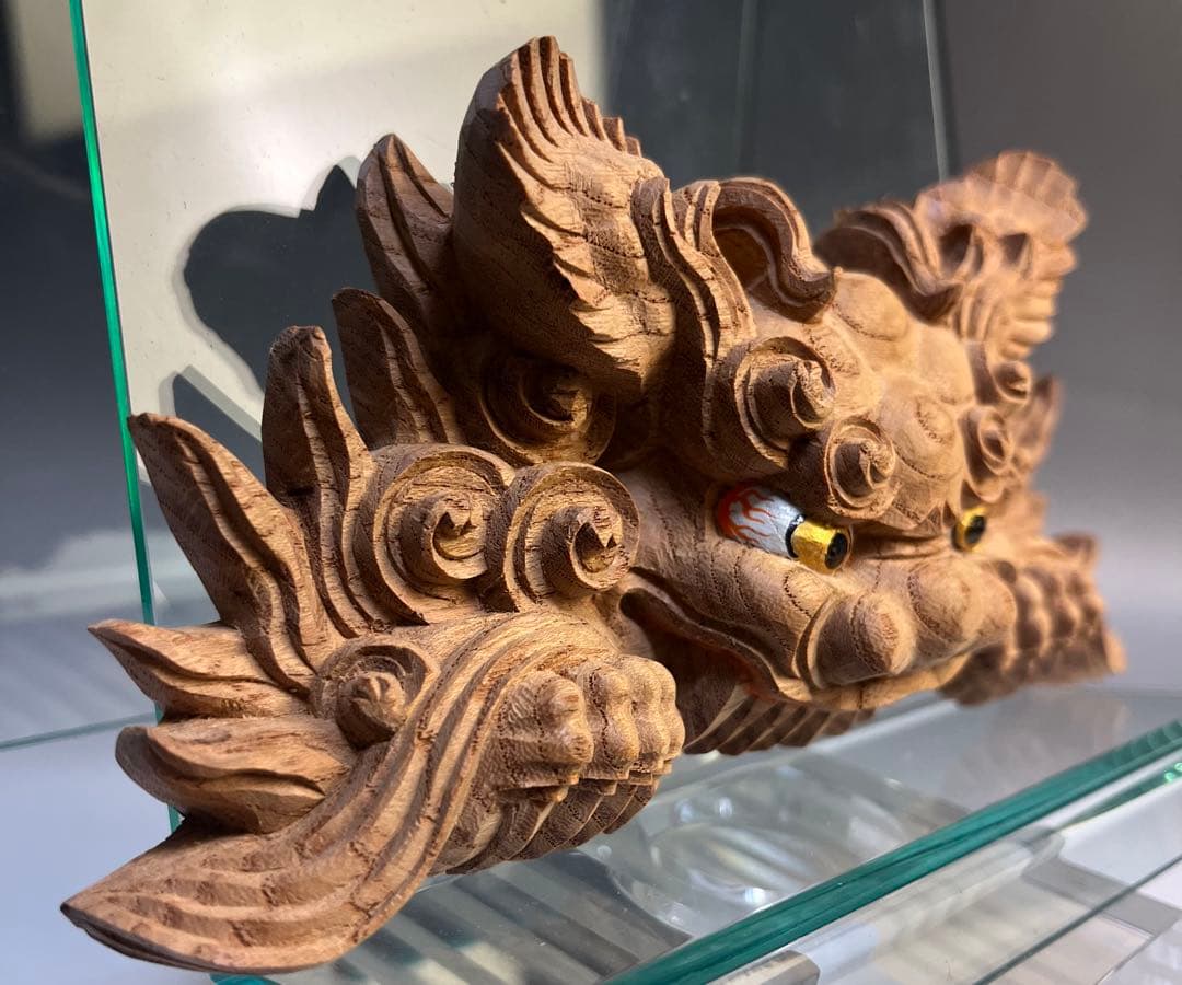 カズシ【木彫　獅噛】だんじり　魔除け　社寺彫刻　宮彫り　悪疫を噛み砕く