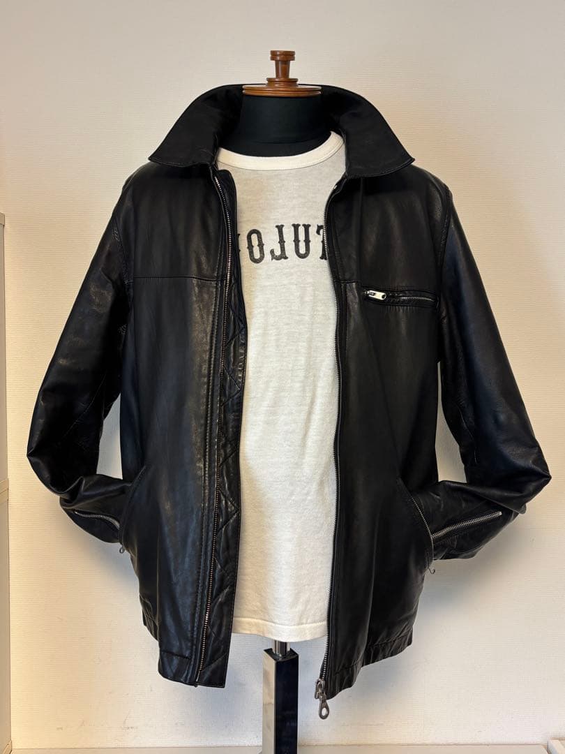 Stussy/レザー/ライダース/ジャケット/革ジャン/シングル/襟付/L/良品