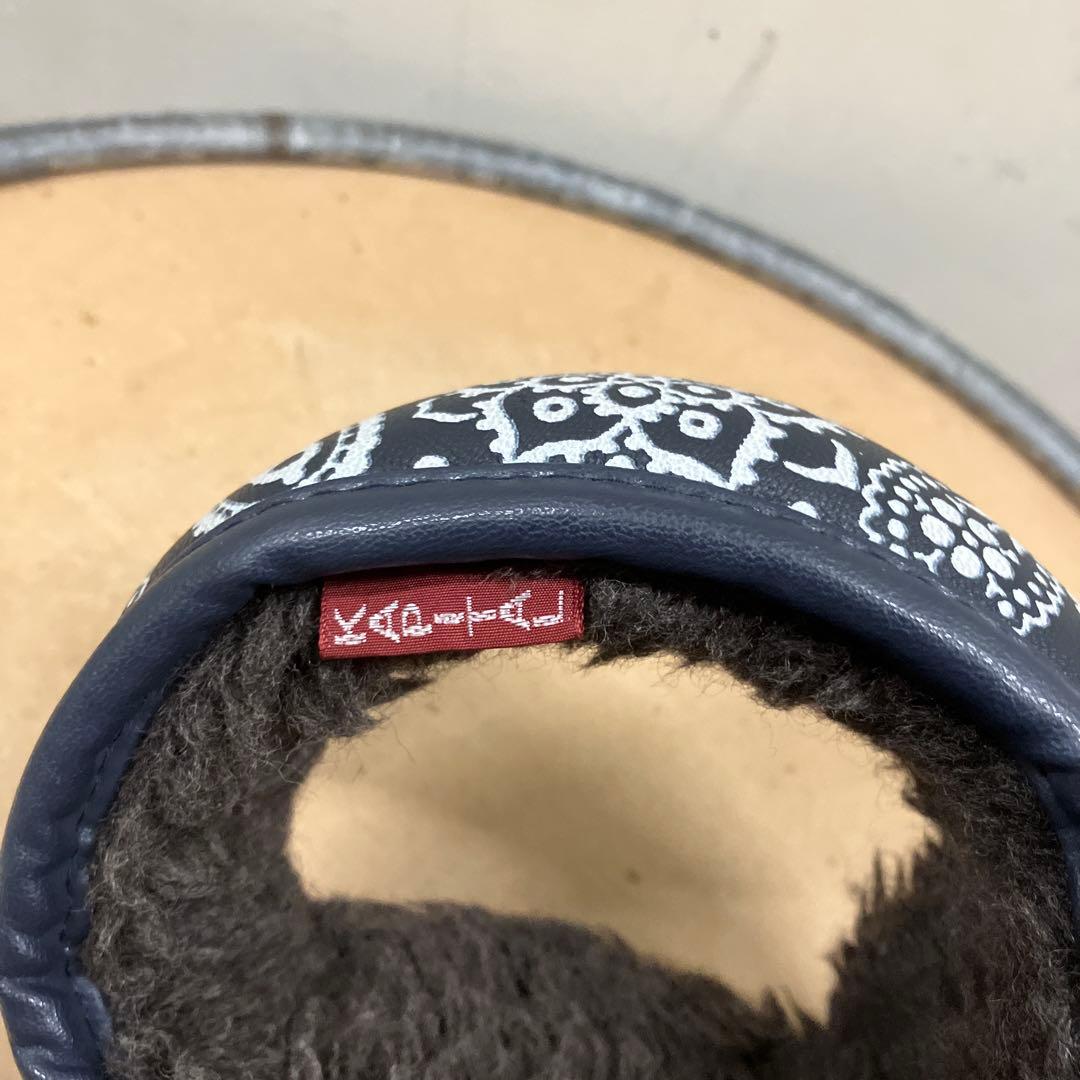 キャピタル　イヤーマフ　バンダナ柄　ネイビー　レザー